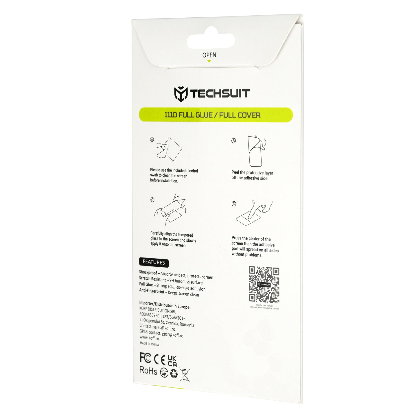 Techsuit Screen Protector Film for Apple iPhone Duo, Tempered Glass, Full Glue, 111D, Black