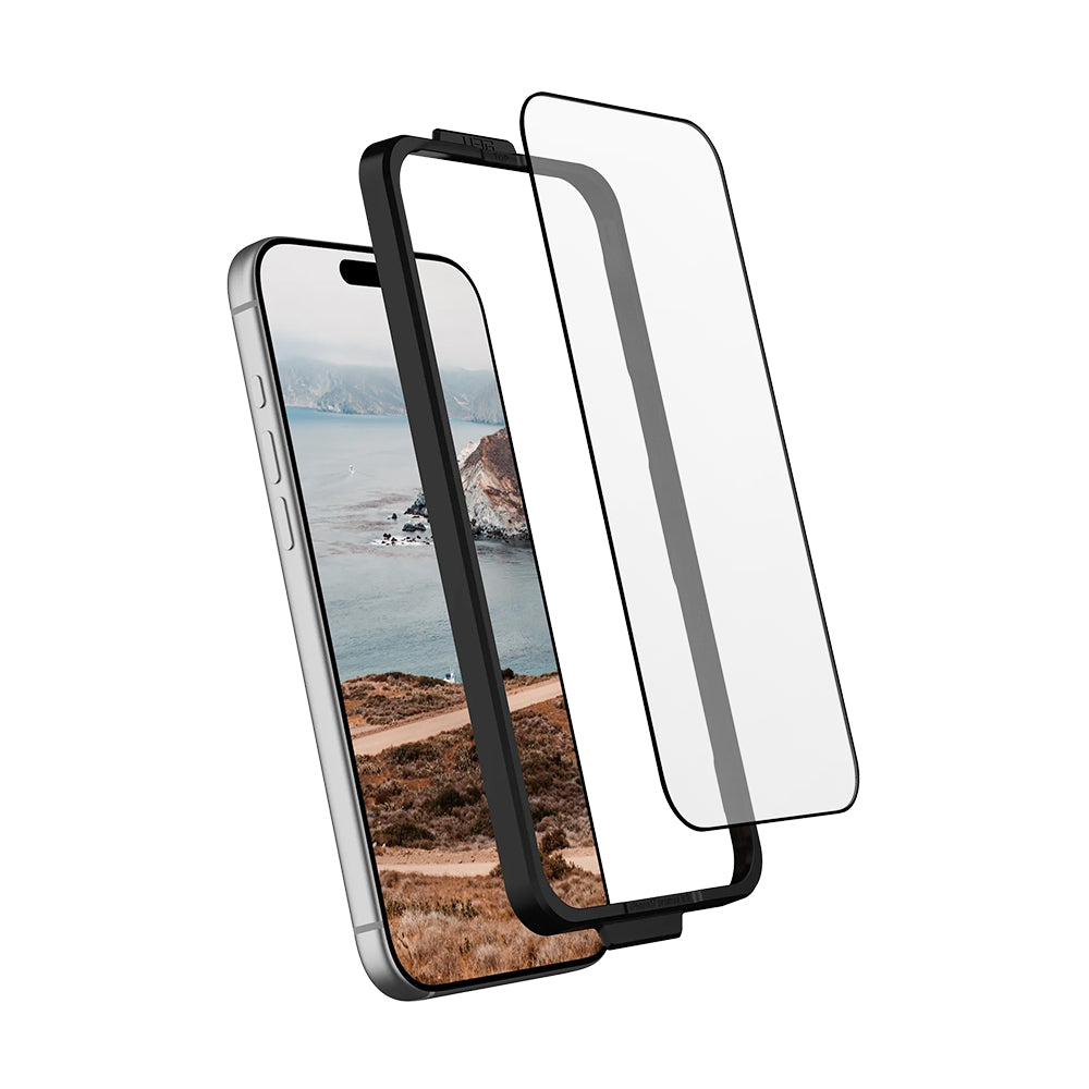 Urban Armor Gear Shield Screen Protector for Apple iPhone 17 Pro, Tempered Glass, Full Glue, Black