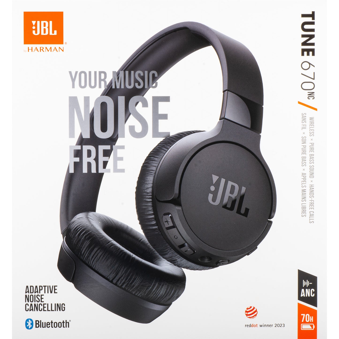 JBL Tune 670NC Bluetooth Handsfree, MultiPoint, A2DP, ANC, Black JBLT670NCBLKAP