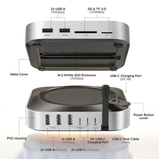 UGREEN CM841A Multifunctional Hub (95094) for Apple Mac Mini M4 / Pro, 10in1, Gray