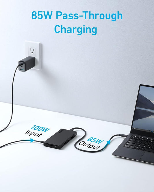 Anker USB-C Hub, 1 x USB-A 3.0 - 2 x USB-A - 3 x USB-C - 2 x HDMI - 1 x RJ45 - 1 x SD, Black A83A2G11