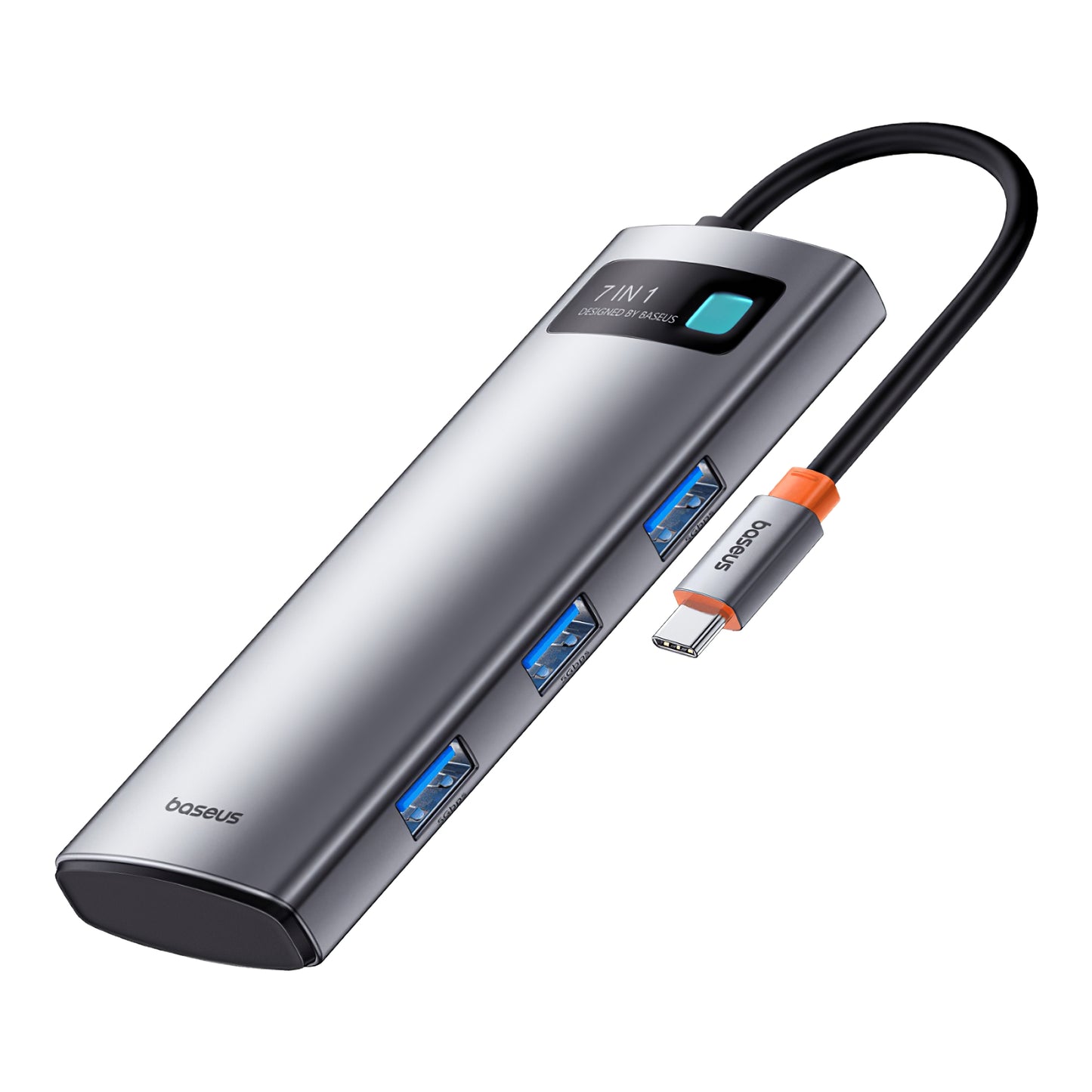 Baseus Joystar USB-C Hub, 3 x USB-A 3.0 - 1 x USB-C - 1 x HDMI - 1 x SD - 1 x microSD, Silver B0003070881111-00