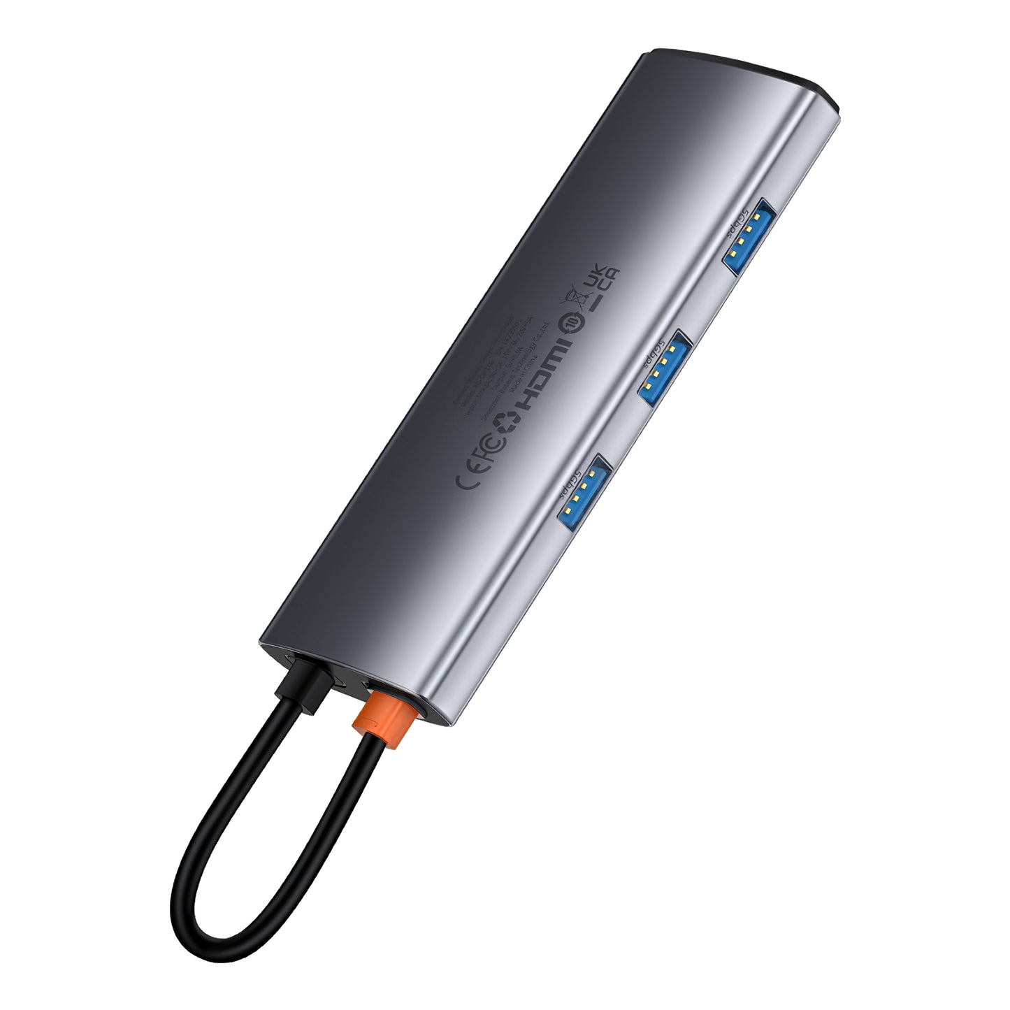 Baseus Joystar USB-C Hub, 3 x USB-A 3.0 - 1 x USB-C - 1 x HDMI - 1 x SD - 1 x microSD, Silver B0003070881111-00