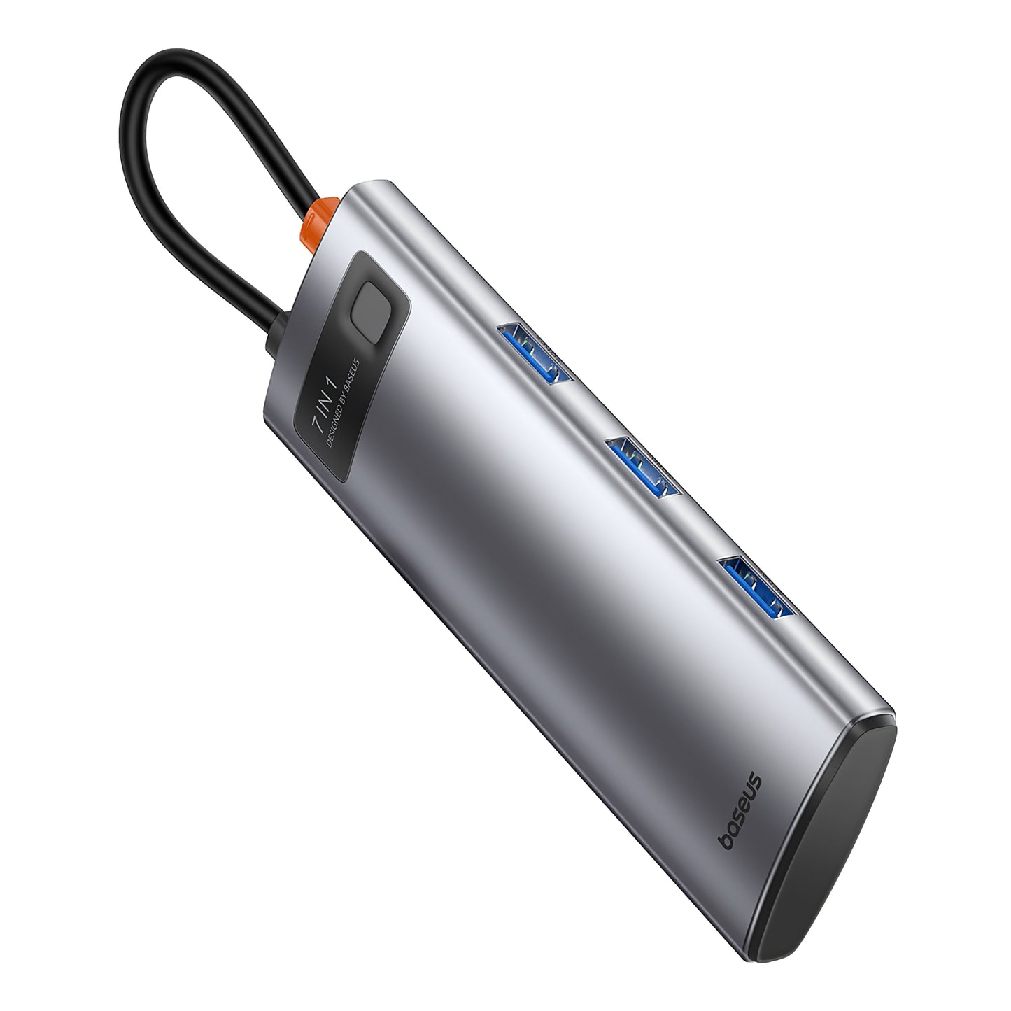 Baseus Joystar USB-C Hub, 3 x USB-A 3.0 - 1 x USB-C - 1 x HDMI - 1 x SD - 1 x microSD, Silver B0003070881111-00