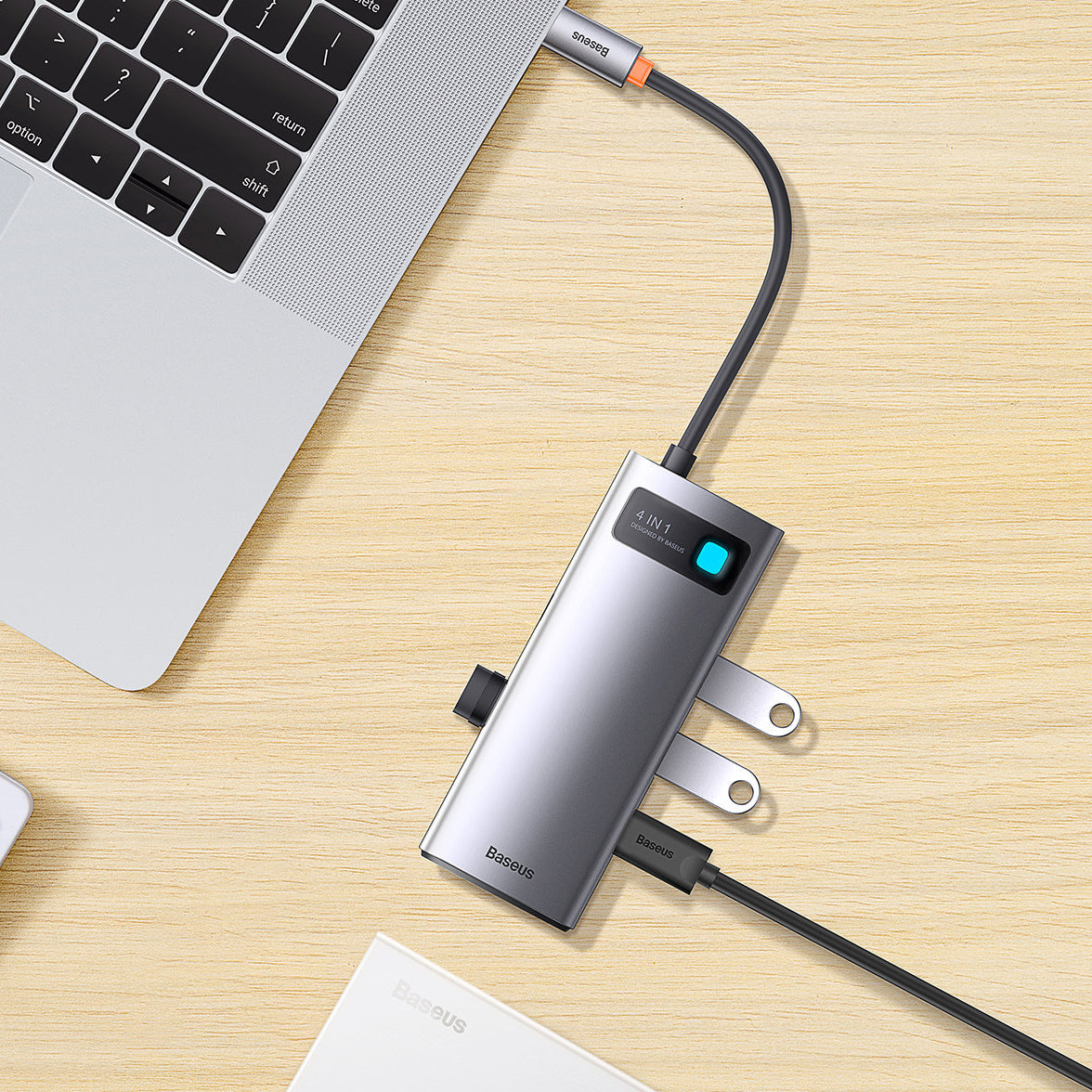 Baseus Metal Gleam USB-C Hub, 4 x USB-A 3.0, Gray WKWG070013