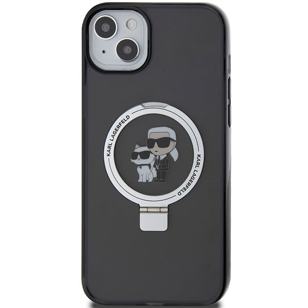 MagSafe Case for Apple iPhone 14, Karl Lagerfeld, Ring Stand Karl & Choupette, Black