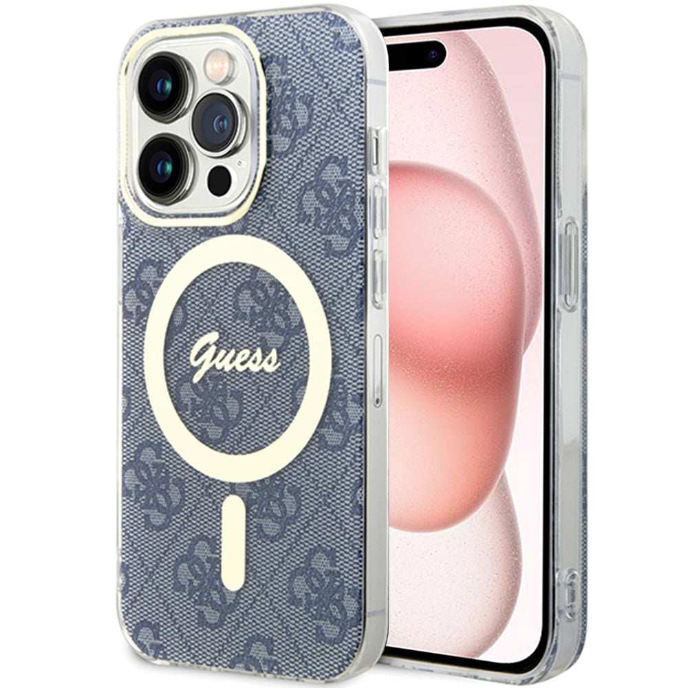 MagSafe Case for Apple iPhone 15, Guess, IML 4G, Blue