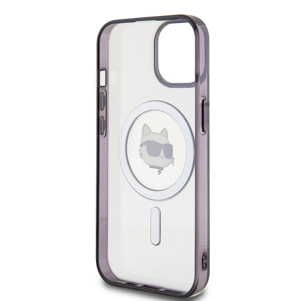 MagSafe Case for Apple iPhone 15, Karl Lagerfeld, IML Choupette's Head, Transparent