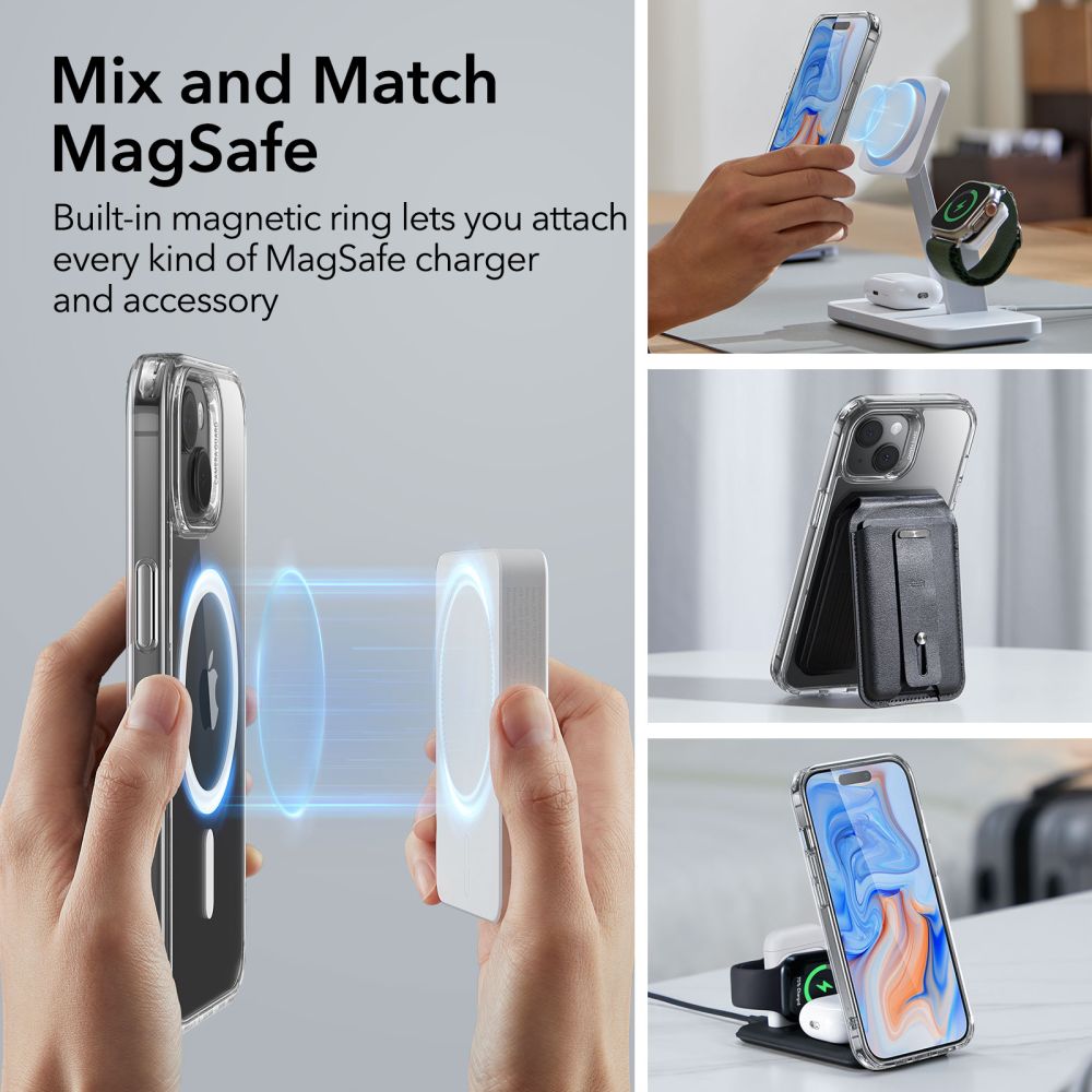 MagSafe Case for Apple iPhone 15 Plus, ESR, Classic Hybrid, Transparent