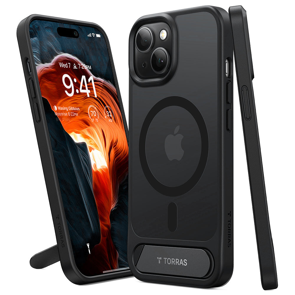 MagSafe Case for Apple iPhone 15 Plus, Torras, Pstand, Black