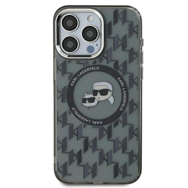 MagSafe Case for Apple iPhone 15 Pro, Karl Lagerfeld, IML Monogram Karl & Choupette's Heads, Black