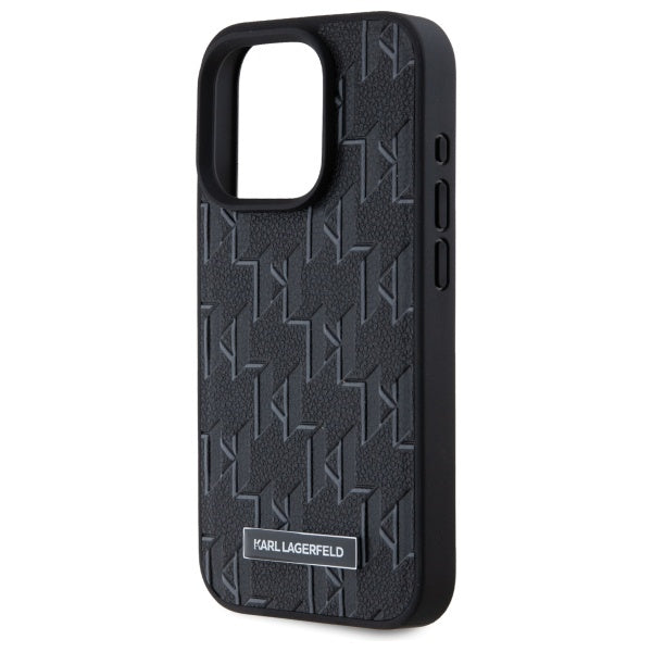 MagSafe Case for Apple iPhone 15 Pro, Karl Lagerfeld, Monogram Metal Logo, Black