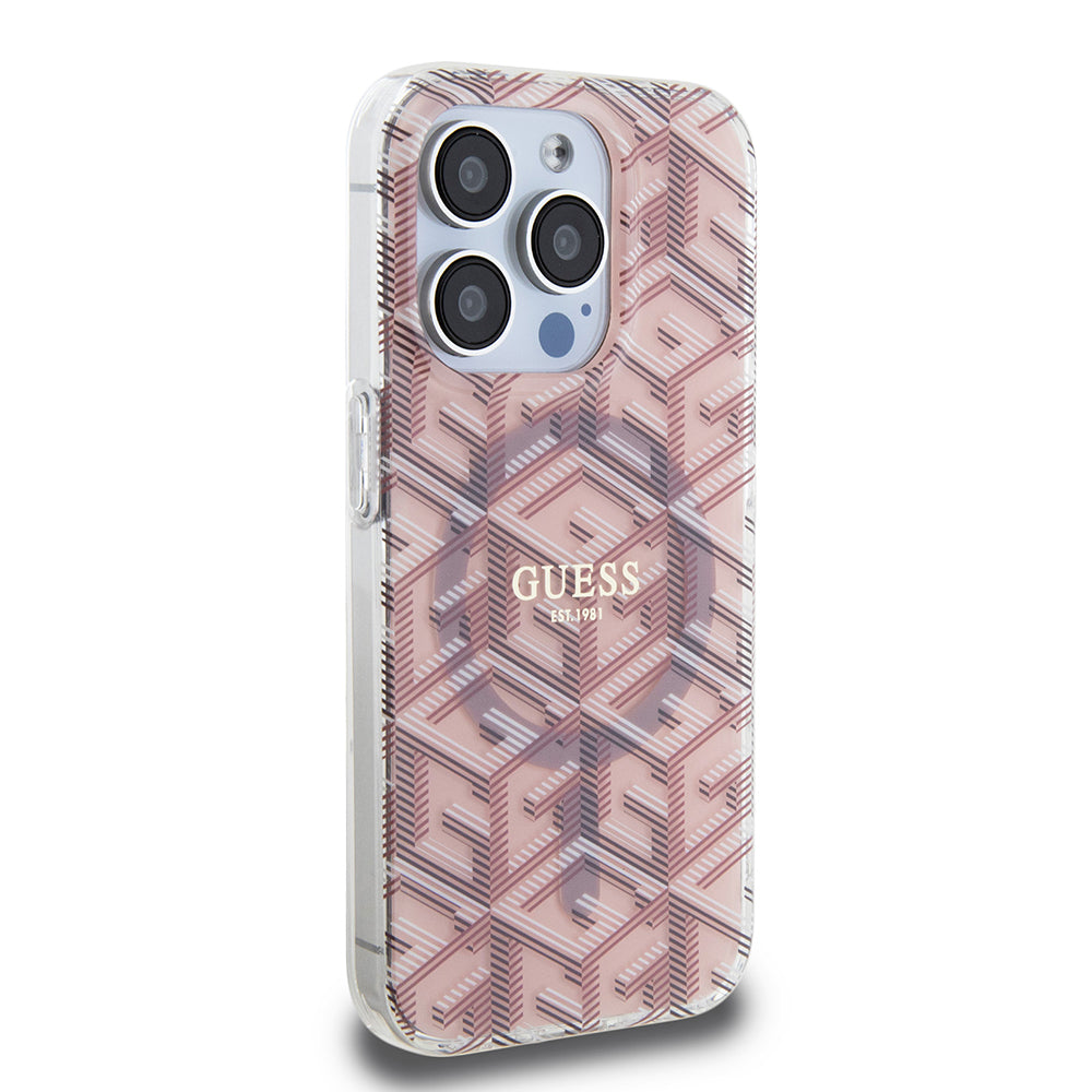 MagSafe Case for Apple iPhone 15 Pro Max, Guess, IML Gcube, Pink