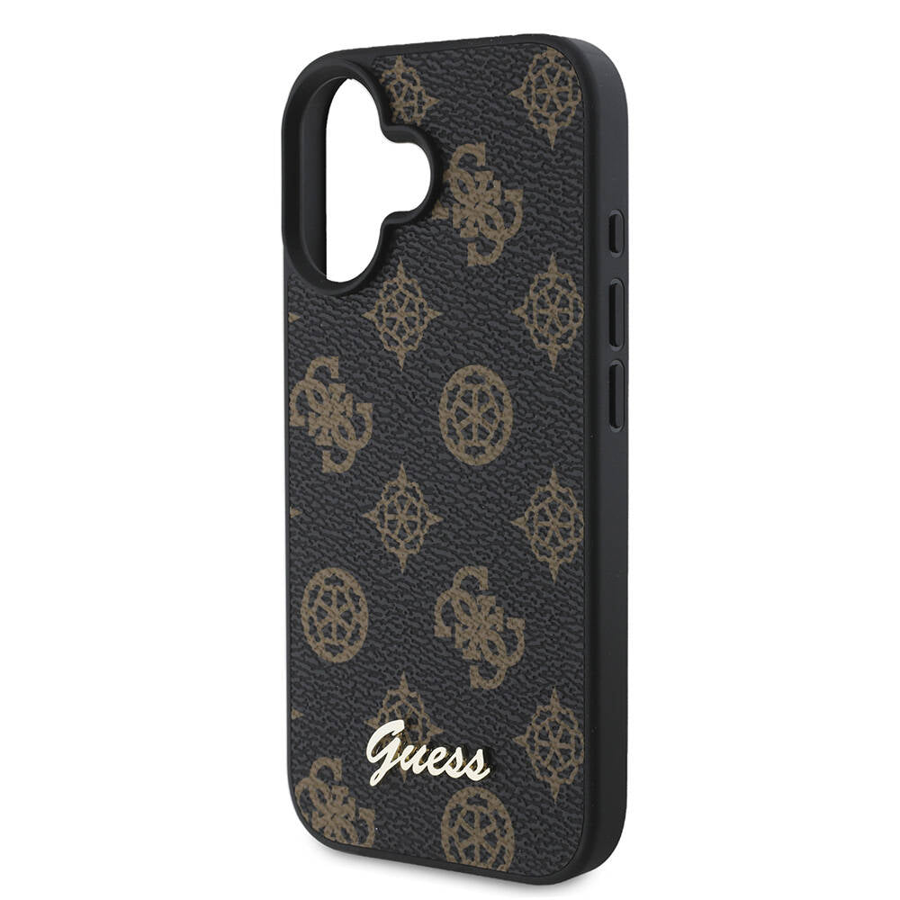 MagSafe Case for Apple iPhone 16, Guess, Peony Script, Black