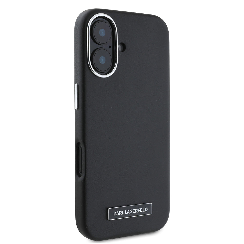MagSafe Case for Apple iPhone 16, Karl Lagerfeld, FW Metal Plate, Black