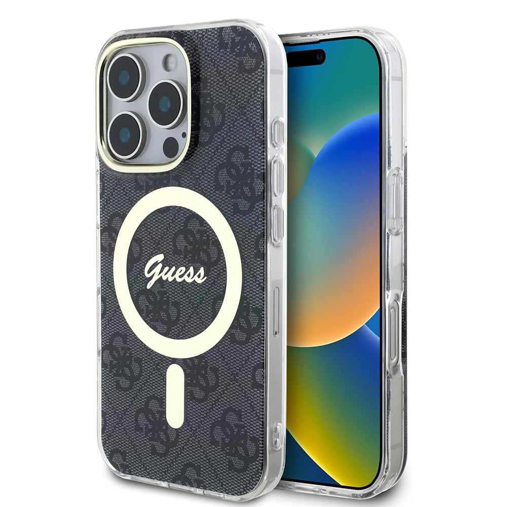 MagSafe Case for Apple iPhone 16 Pro Max, Guess, IML 4G, Black