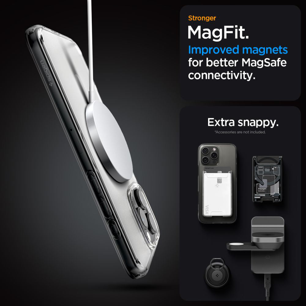 MagSafe Case for Apple iPhone 16 Pro, Spigen, Ultra Hybrid, Satin Transparent ACS08133