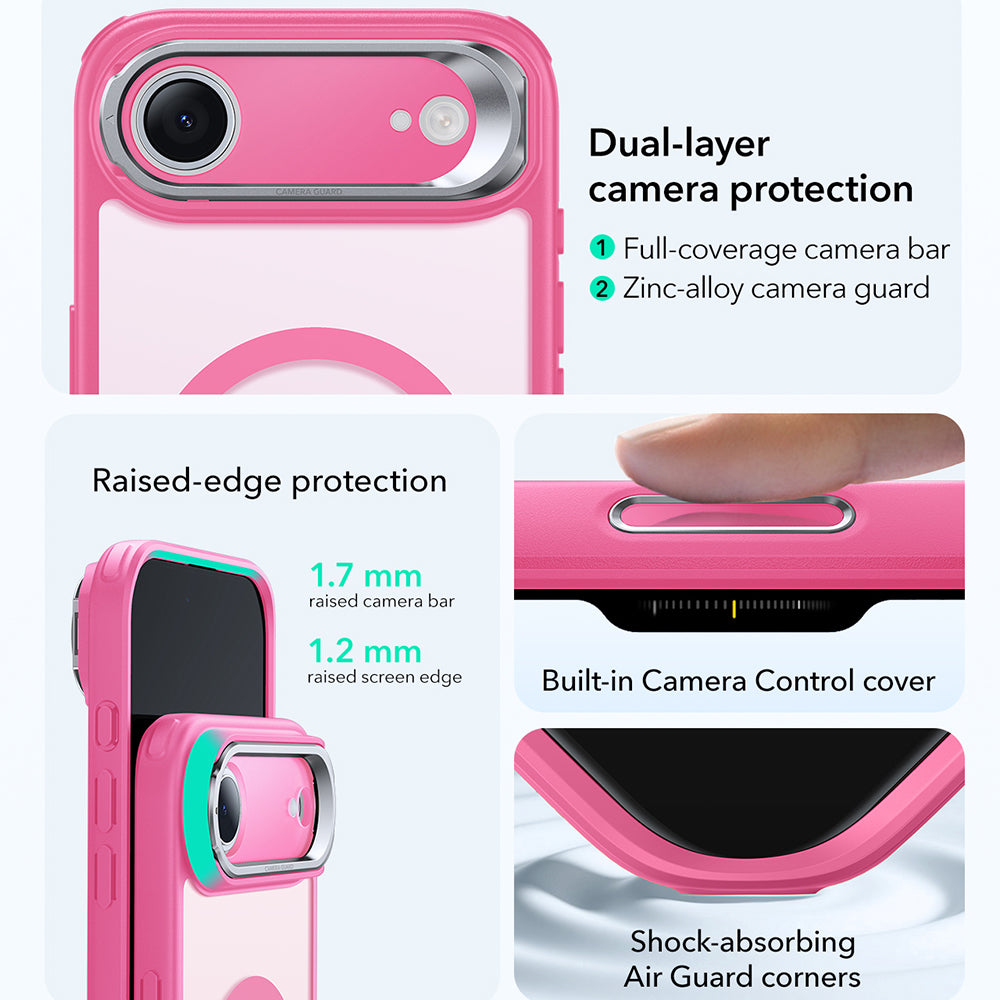 MagSafe Case for Apple iPhone 17 Air, ESR, Classic Hybrid Kickstand, Satin Pink