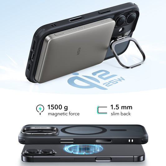 MagSafe Case for Apple iPhone 17, ESR, Classic Hybrid Kickstand, Satin Black