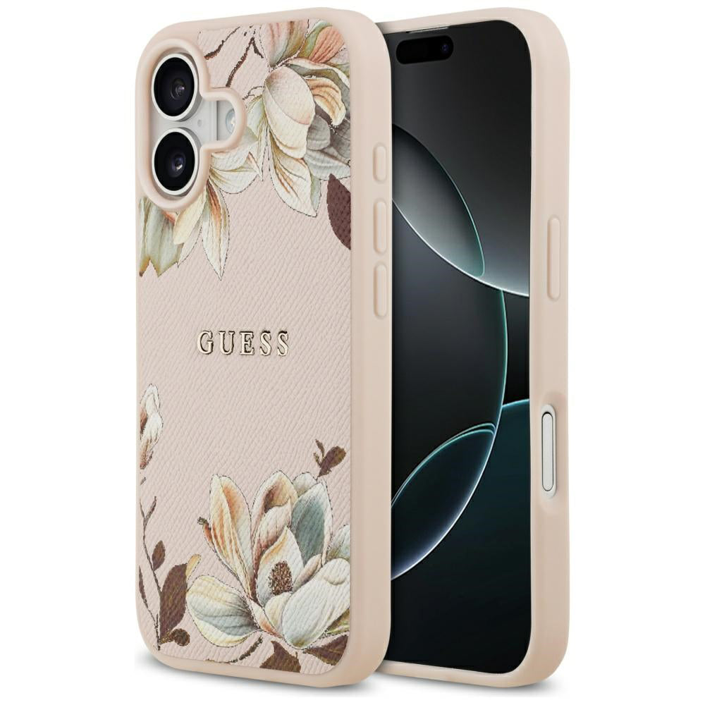 MagSafe Case for Apple iPhone 17, Guess, Grained Flowers, Pink