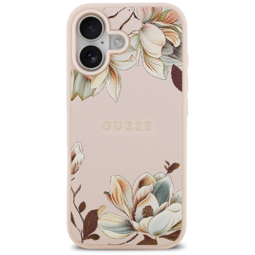 MagSafe Case for Apple iPhone 17, Guess, Grained Flowers, Pink