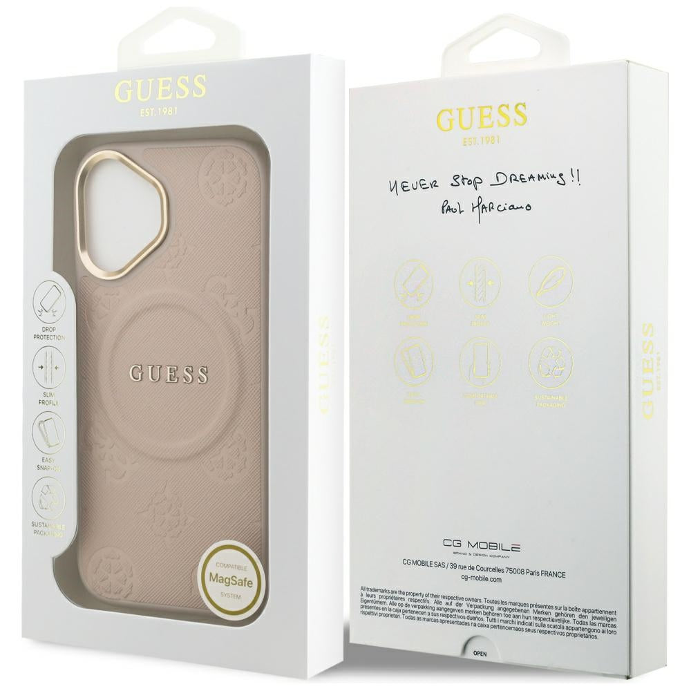 MagSafe Case for Apple iPhone 17, Guess, Peony Hot Stamp, Pink