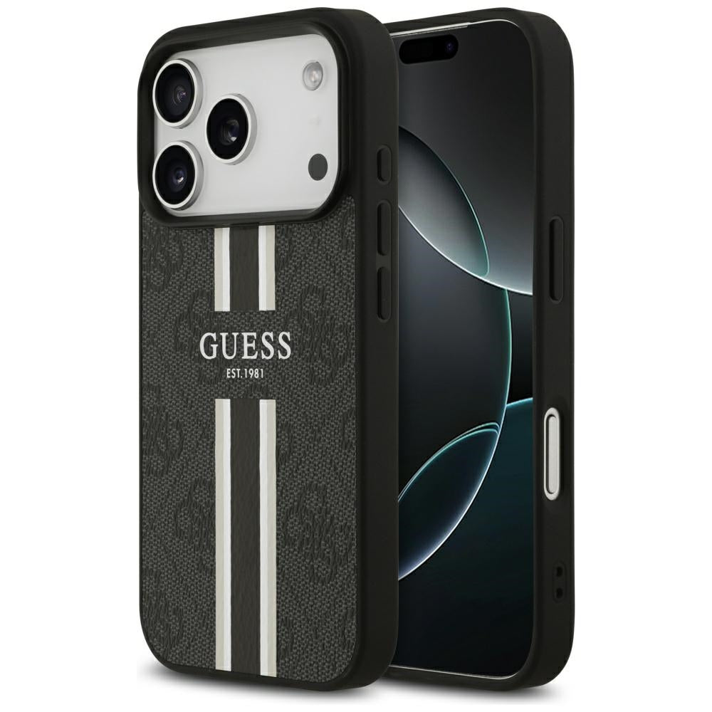 MagSafe Case for Apple iPhone 17 Pro, Guess, 4G Printed Stripes, Black