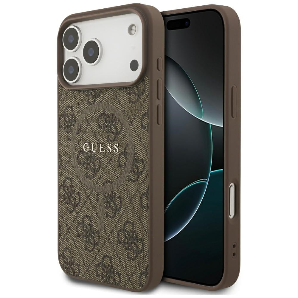 MagSafe Case for Apple iPhone 17 Pro, Guess, 4G Ring Classic Logo, Brown