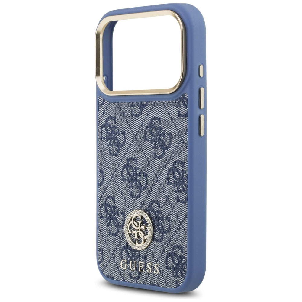 MagSafe Case for Apple iPhone 17 Pro, Guess, 4G Strass Logo, Blue