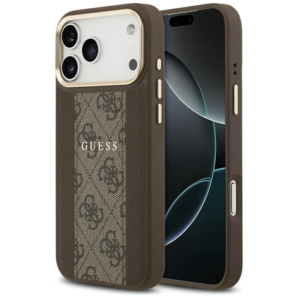 MagSafe Case for Apple iPhone 17 Pro, Guess, 4G Stripe, Brown