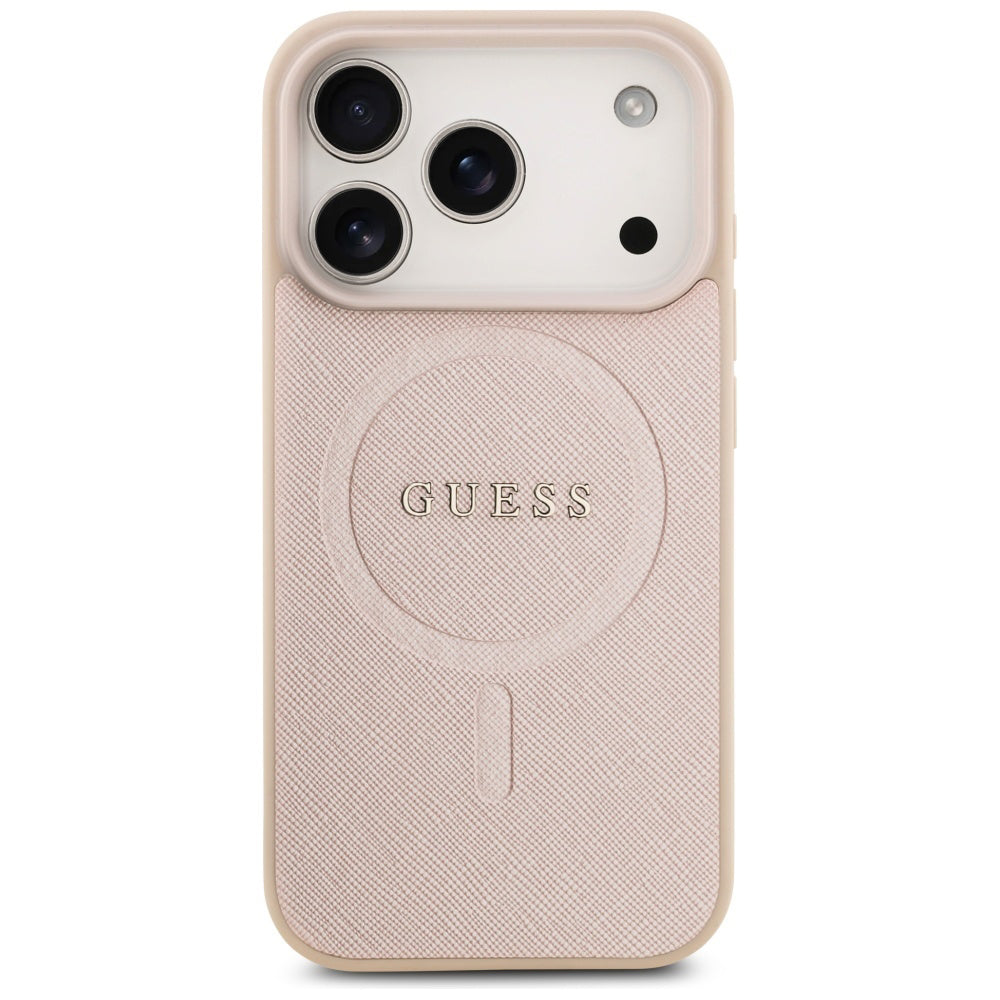 MagSafe Case for Apple iPhone 17 Pro, Guess, Saffiano Classic Logo, Pink