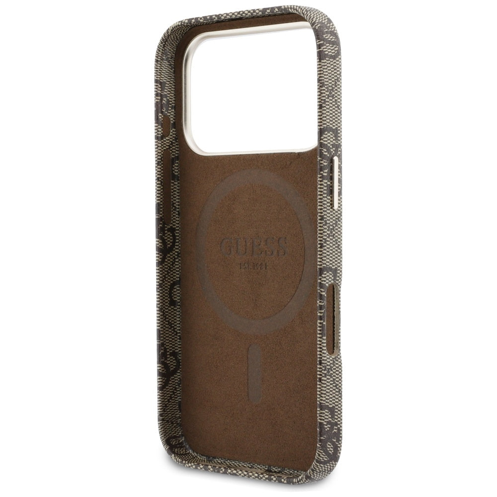 MagSafe Case for Apple iPhone 17 Pro Max, Guess, 4G Script Logo, Brown