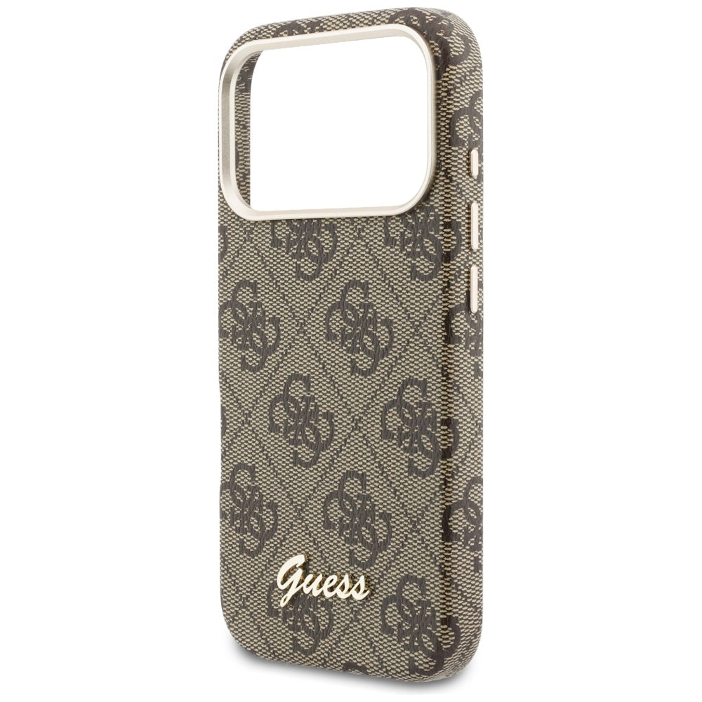 MagSafe Case for Apple iPhone 17 Pro Max, Guess, 4G Script Logo, Brown