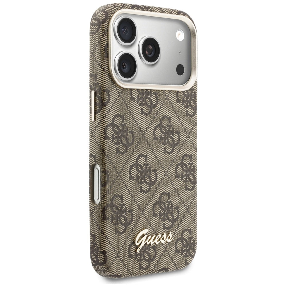 MagSafe Case for Apple iPhone 17 Pro Max, Guess, 4G Script Logo, Brown