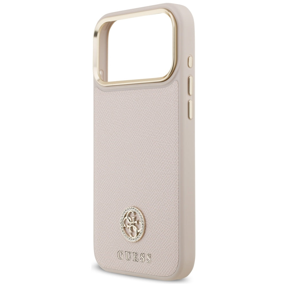 MagSafe Case for Apple iPhone 17 Pro Max, Guess, Grained Strass Logo, Pink