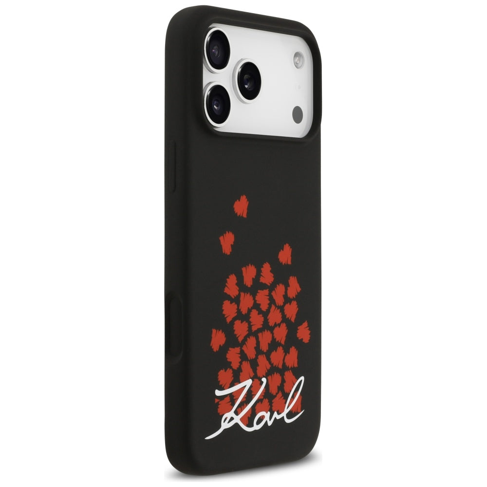 MagSafe Case for Apple iPhone 17 Pro Max, Karl Lagerfeld, Heart Sign Logo, Black