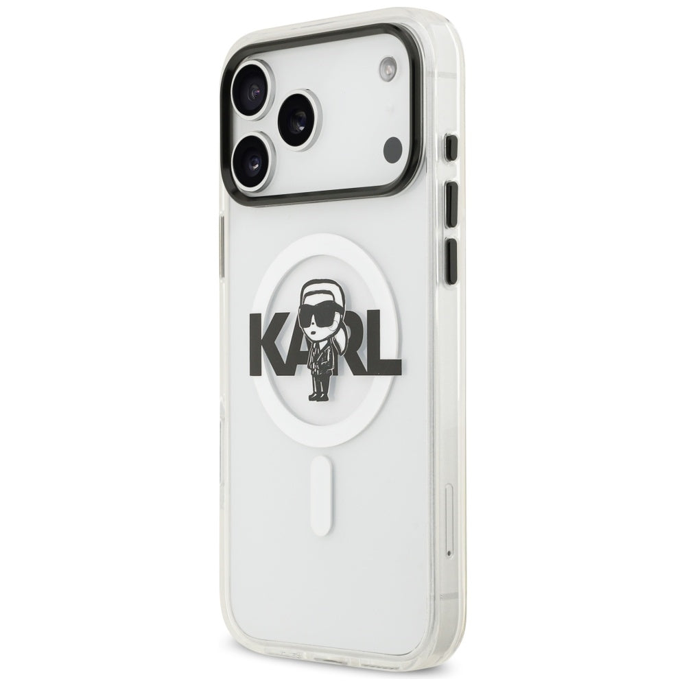 MagSafe Case for Apple iPhone 17 Pro Max, Karl Lagerfeld, IML Sketch Logo Karl, Transparent