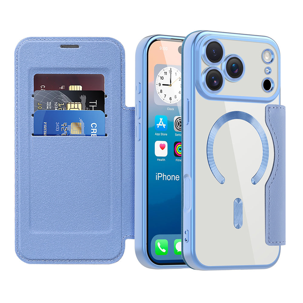 MagSafe Case for Apple iPhone 17 Pro, Techsuit, SmartMag Book, Blue
