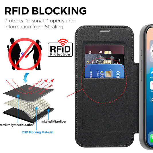 MagSafe Case for Apple iPhone 17 Pro, Techsuit, SmartMag Book, Black