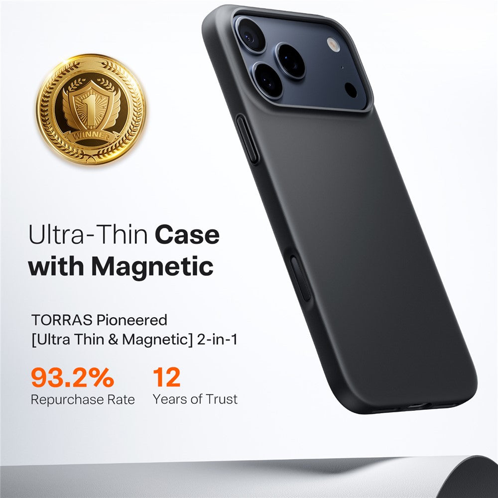 MagSafe Case for Apple iPhone 17 Pro, Torras, SlimFit, Black