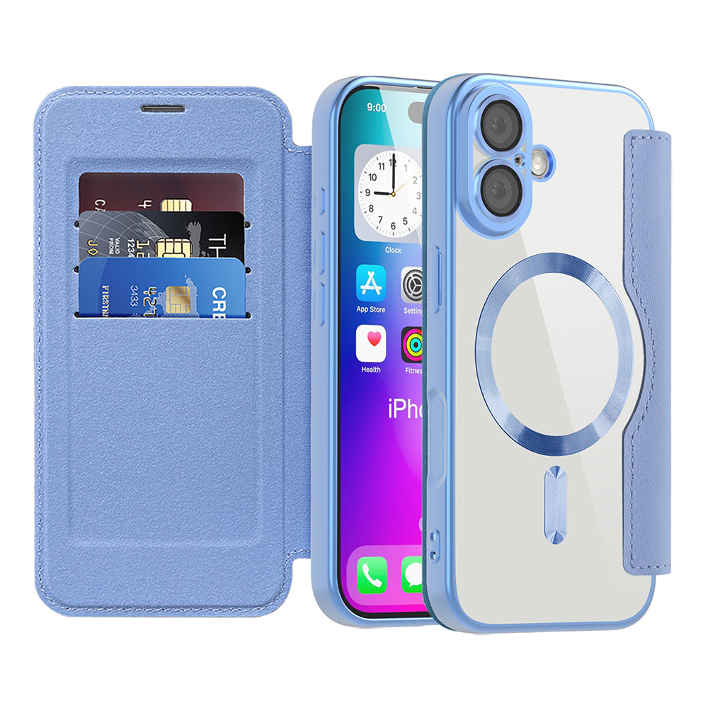 MagSafe Case for Apple iPhone 17, Techsuit, SmartMag Book, Blue