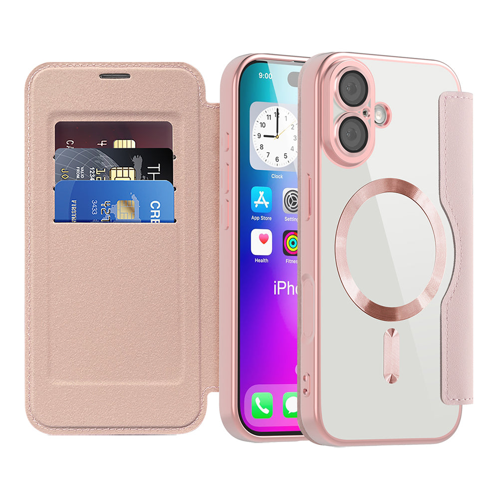 MagSafe Case for Apple iPhone 17, Techsuit, SmartMag Book, Pink