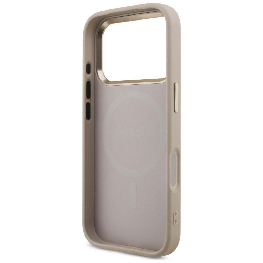 MagSafe Case for Apple iPhone 18 Pro / 17 Pro, Guess, 4G Triangle Logo, Rose Gold