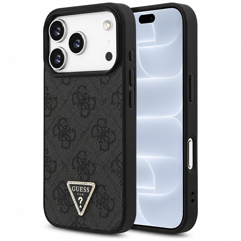 MagSafe Case for Apple iPhone 18 Pro / 17 Pro, Guess, 4G Triangle Strass, Black