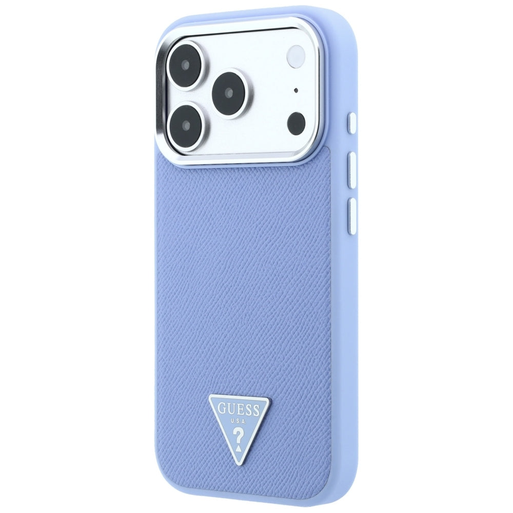 MagSafe Case for Apple iPhone 18 Pro / 17 Pro, Guess, Grained Triangle Logo, Blue