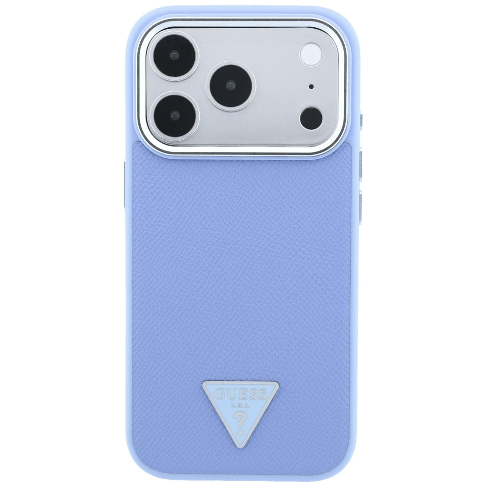 MagSafe Case for Apple iPhone 18 Pro / 17 Pro, Guess, Grained Triangle Logo, Blue