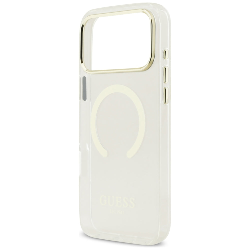 MagSafe Case for Apple iPhone 18 Pro / 17 Pro, Guess, Metal Outline, Gold