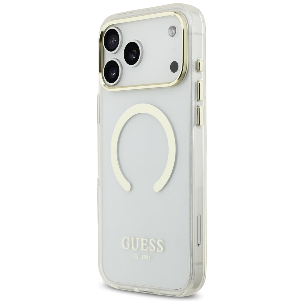 MagSafe Case for Apple iPhone 18 Pro / 17 Pro, Guess, Metal Outline, Gold