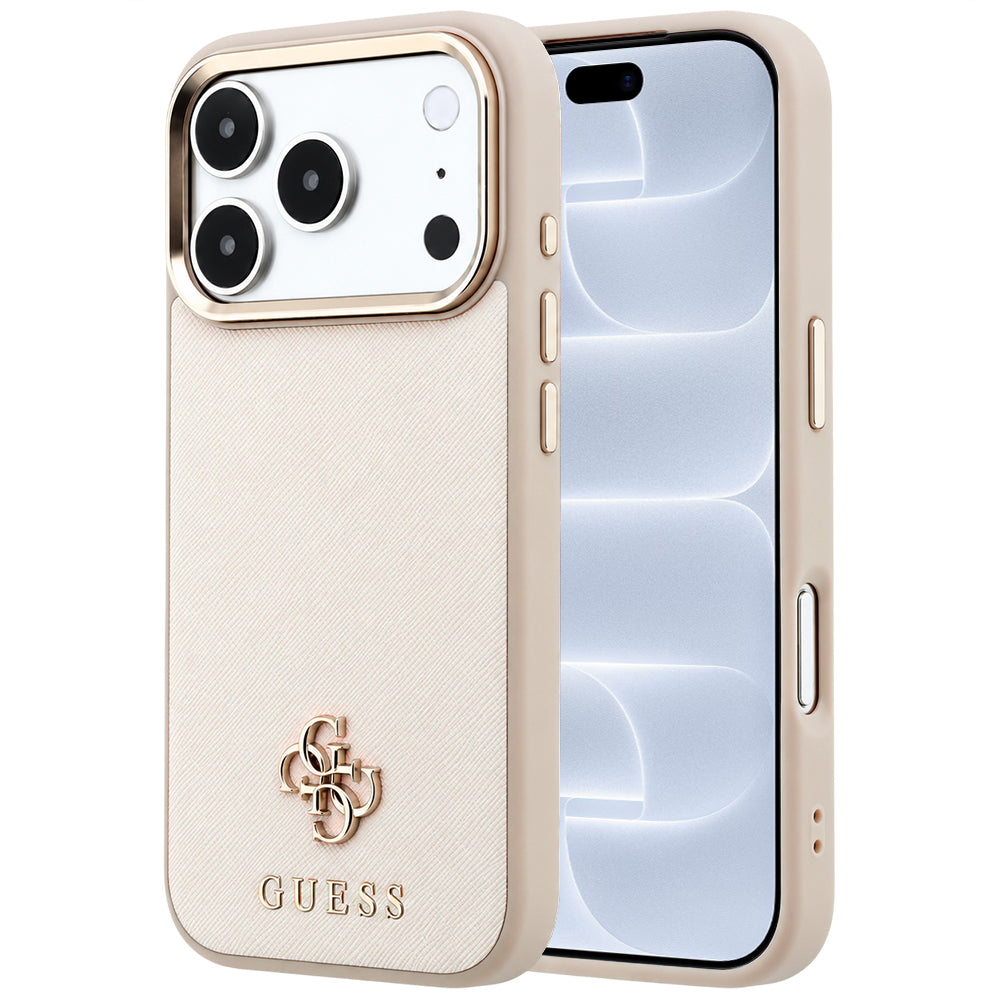 MagSafe Case for Apple iPhone 18 Pro / 17 Pro, Guess, Saffiano Small 4G Classic, Beige