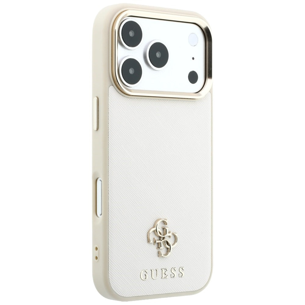 MagSafe Case for Apple iPhone 18 Pro / 17 Pro, Guess, Saffiano Small 4G Classic, Beige